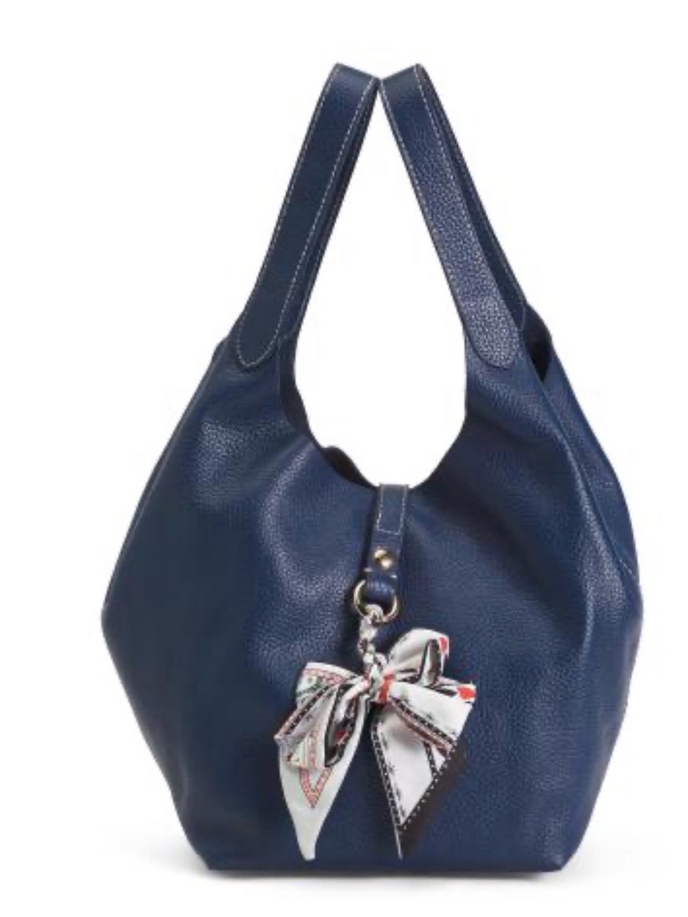 La Via Firenze Navy Leather Hobo Bag + Scarf Charm
